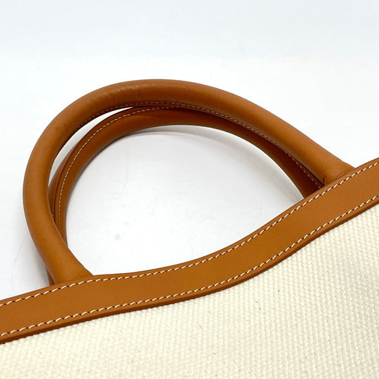 CELINE Shoulder Bag 192082BNZ.02NT Leather / canvas Natural x tongue Bar Tikal Hippo Small Women Used Authentic