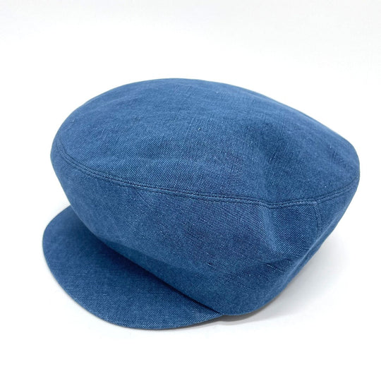 HERMES hat hemp blue Casquette Women 56 Used Authentic