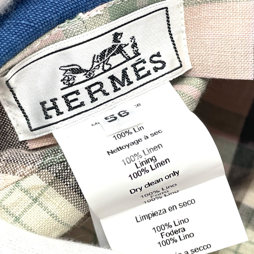 HERMES hat hemp blue Casquette Women 56 Used Authentic