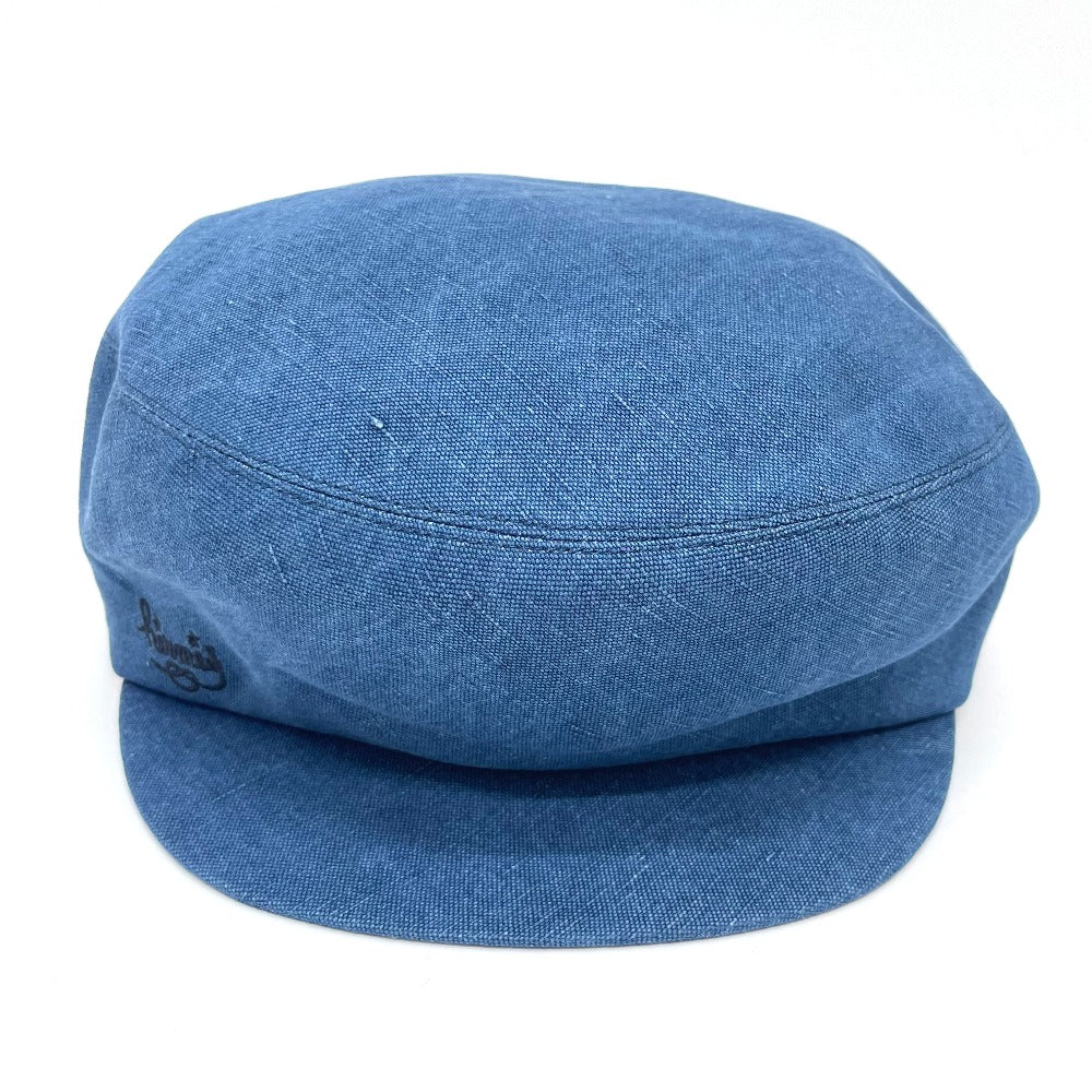 HERMES hat hemp blue Casquette Women 56 Used Authentic