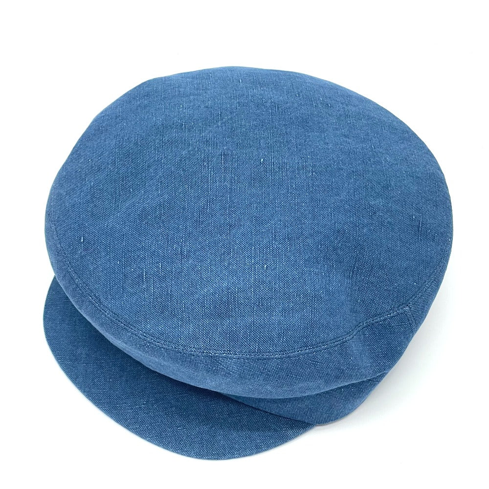 HERMES hat hemp blue Casquette Women 56 Used Authentic