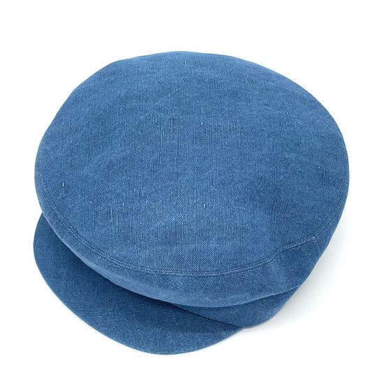 HERMES hat hemp blue Casquette Women 56 Used Authentic