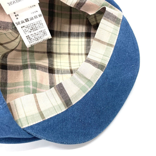HERMES hat hemp blue Casquette Women 56 Used Authentic