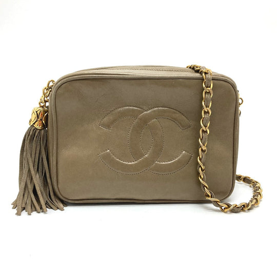 CHANEL Shoulder Bag lambskin Beige type COCO Mark ChainShoulder Women Used Authentic