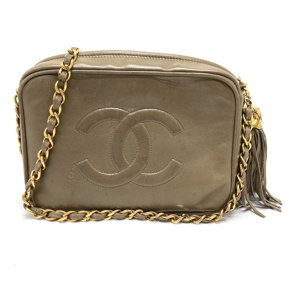 CHANEL Shoulder Bag lambskin Beige type COCO Mark ChainShoulder Women Used Authentic