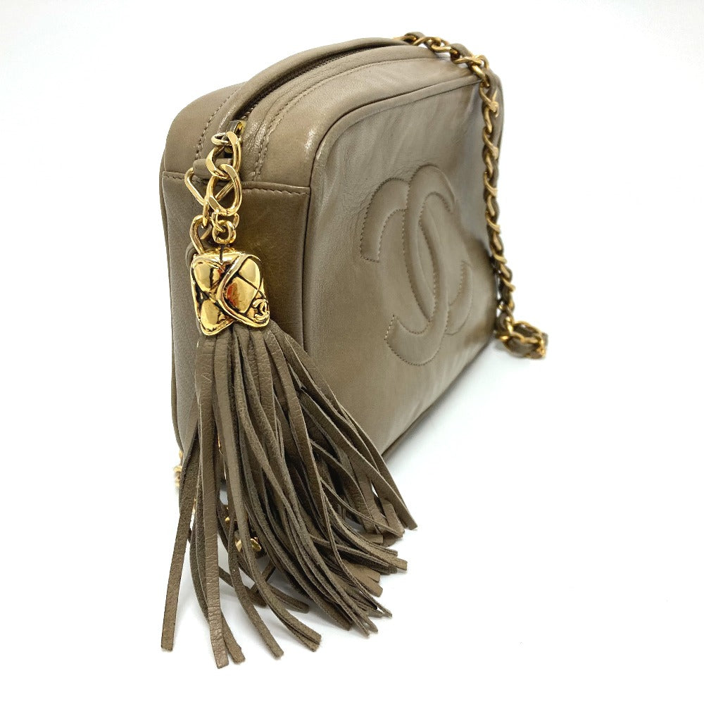 CHANEL Shoulder Bag lambskin Beige type COCO Mark ChainShoulder Women Used Authentic