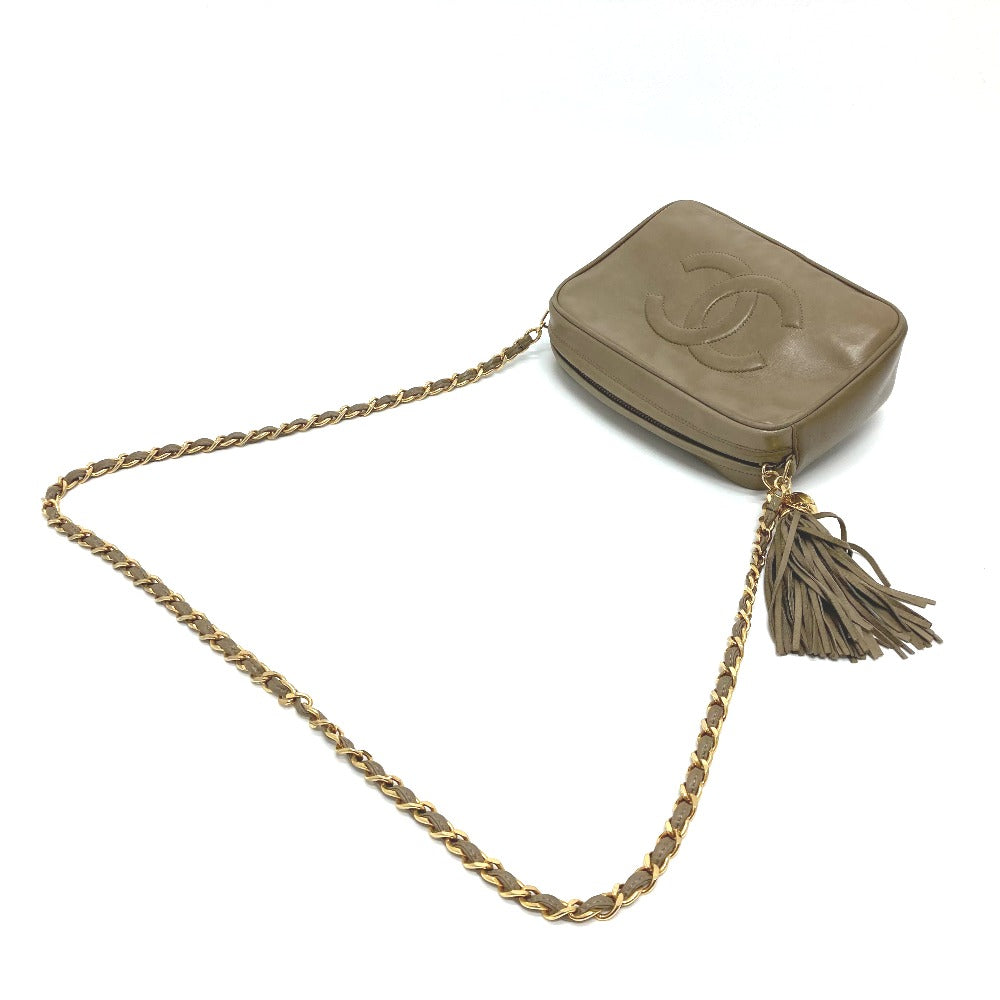 CHANEL Shoulder Bag lambskin Beige type COCO Mark ChainShoulder Women Used Authentic