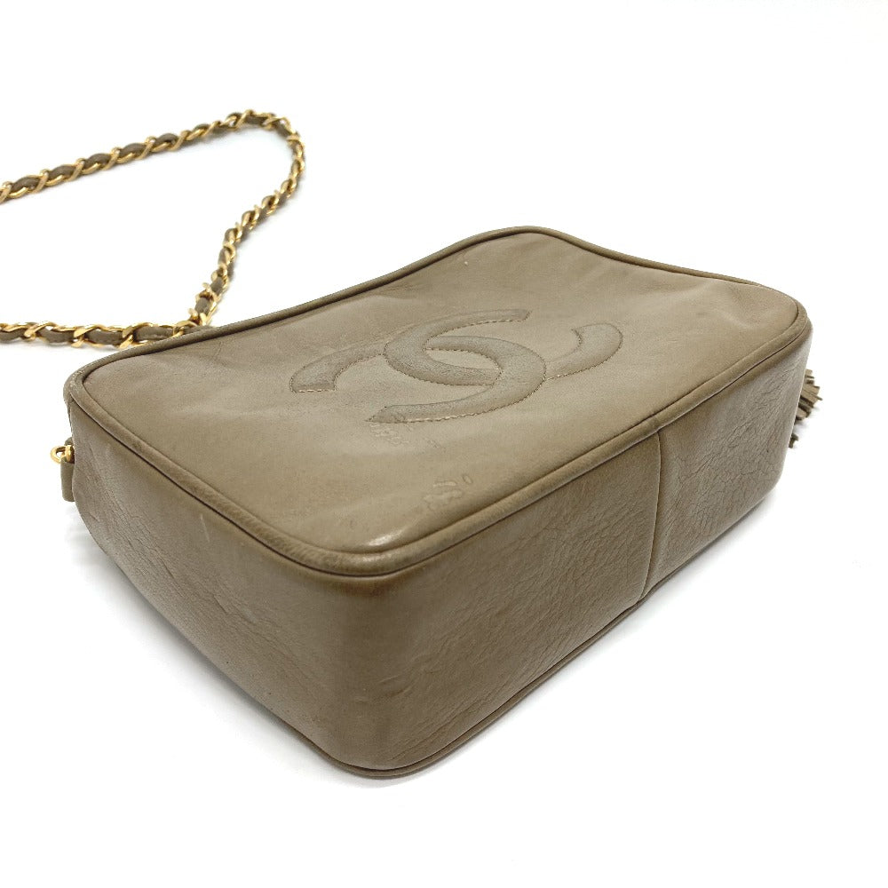 CHANEL Shoulder Bag lambskin Beige type COCO Mark ChainShoulder Women Used Authentic