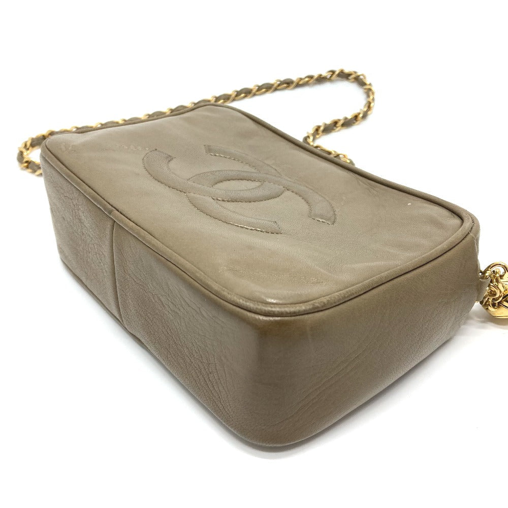 CHANEL Shoulder Bag lambskin Beige type COCO Mark ChainShoulder Women Used Authentic