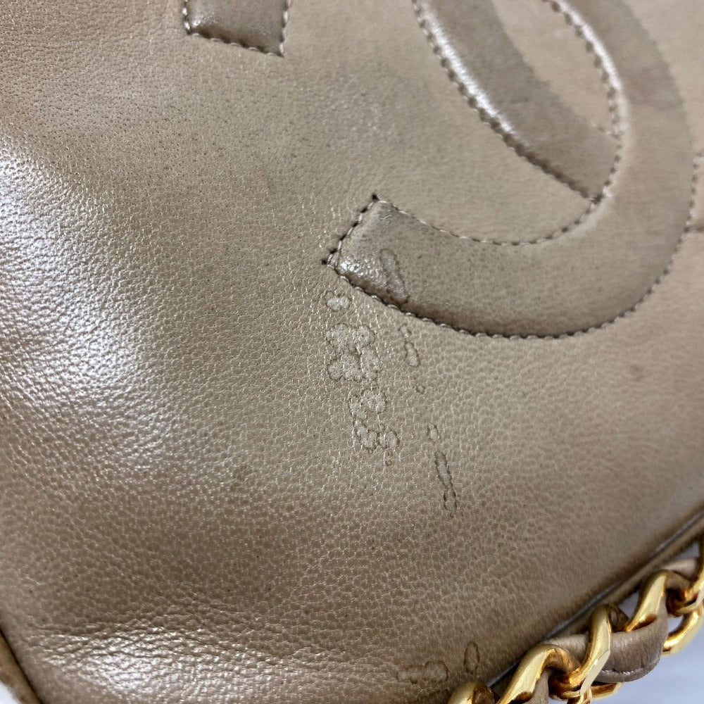 CHANEL Shoulder Bag lambskin Beige type COCO Mark ChainShoulder Women Used Authentic