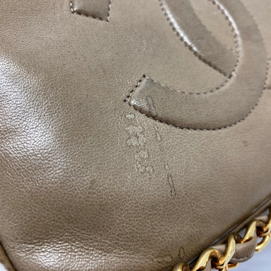 CHANEL Shoulder Bag lambskin Beige type COCO Mark ChainShoulder Women Used Authentic