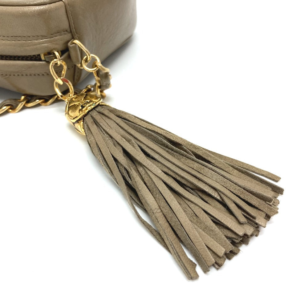 CHANEL Shoulder Bag lambskin Beige type COCO Mark ChainShoulder Women Used Authentic