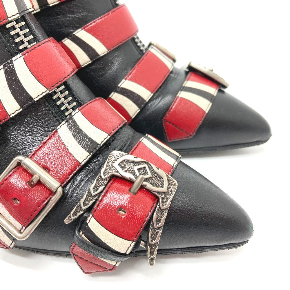 GUCCI boots 452915 leather Red x black shoes King Snake Women 35.5 Used Authentic