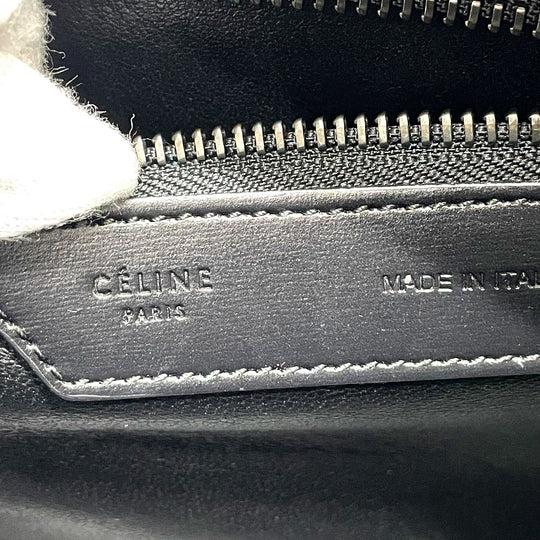 CELINE Handbag 167792 Leather / canvas Blue x black Luggage micro shopper Women Used Authentic