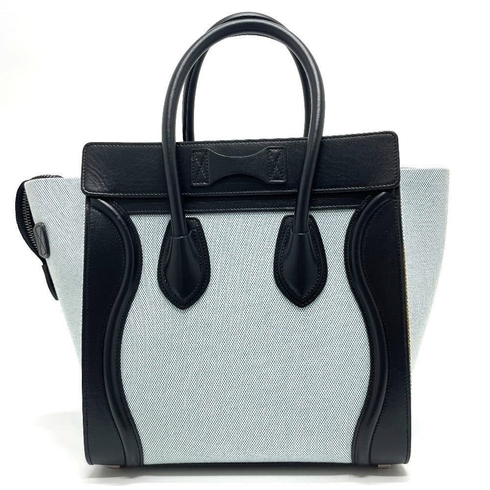 CELINE Handbag 167792 Leather / canvas Blue x black Luggage micro shopper Women Used Authentic