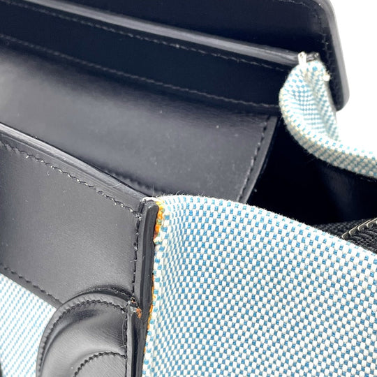 CELINE Handbag 167792 Leather / canvas Blue x black Luggage micro shopper Women Used Authentic