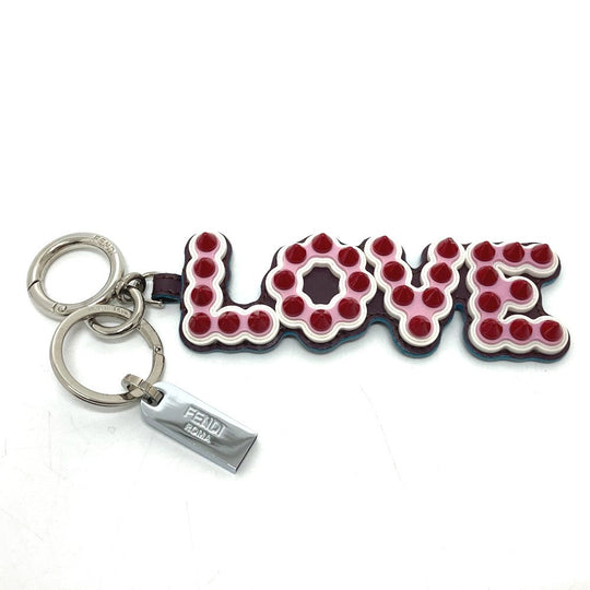 FENDI key ring 12473513 Rubber, Leather multicolor logo With studs USB Women Used Authentic