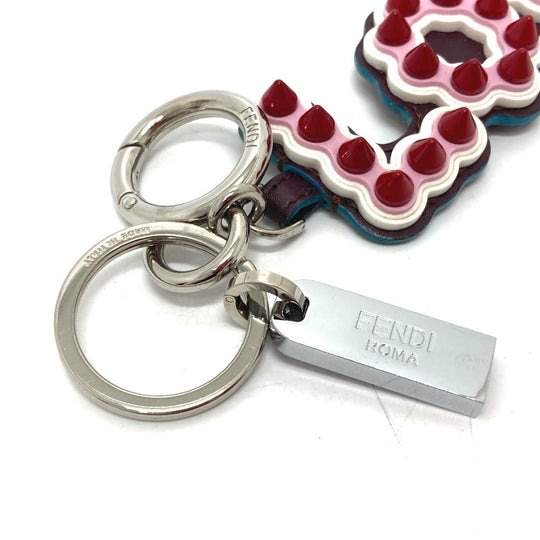 FENDI key ring 12473513 Rubber, Leather multicolor logo With studs USB Women Used Authentic
