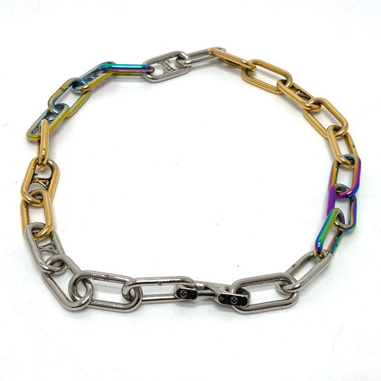 LOUIS VUITTON Necklace M80177 metal multicolor Collier Signature Chain mens Used Authentic