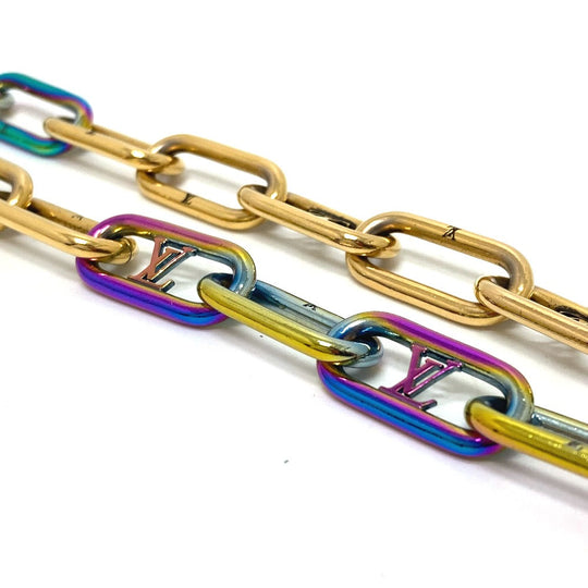 LOUIS VUITTON Necklace M80177 metal multicolor Collier Signature Chain mens Used Authentic