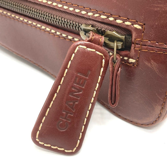 CHANEL Handbag Calfskin Brown CC COCO Mark Wild stitch Women Used Authentic