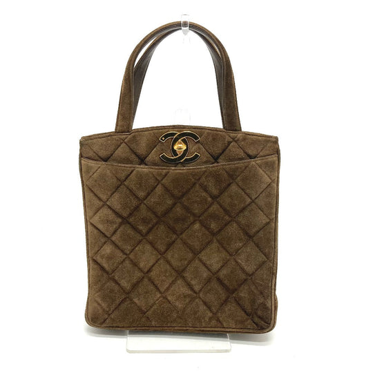 CHANEL Tote Bag suede Brown CCCOCO Mark Matrasse Women Used Authentic