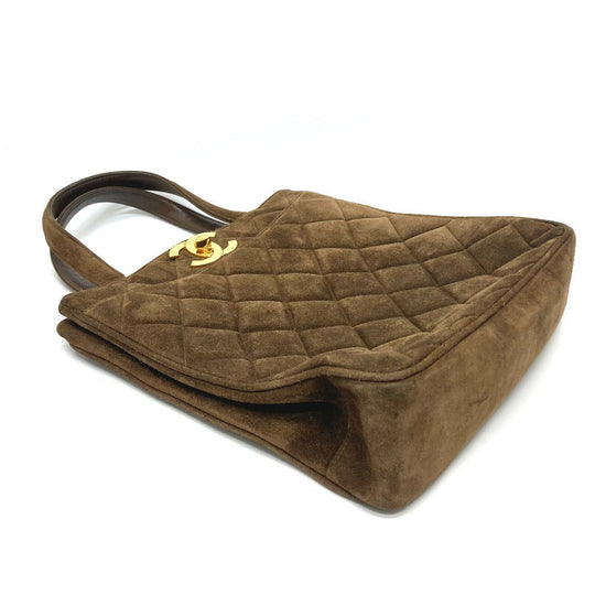 CHANEL Tote Bag suede Brown CCCOCO Mark Matrasse Women Used Authentic