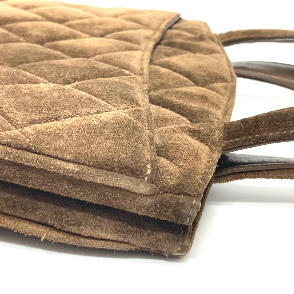 CHANEL Tote Bag suede Brown CCCOCO Mark Matrasse Women Used Authentic