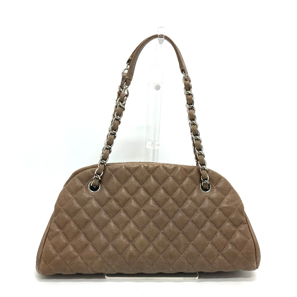 CHANEL Shoulder Bag Caviar skin Brown CC COCO Mark Mademoiselle Bowling Women Used Authentic