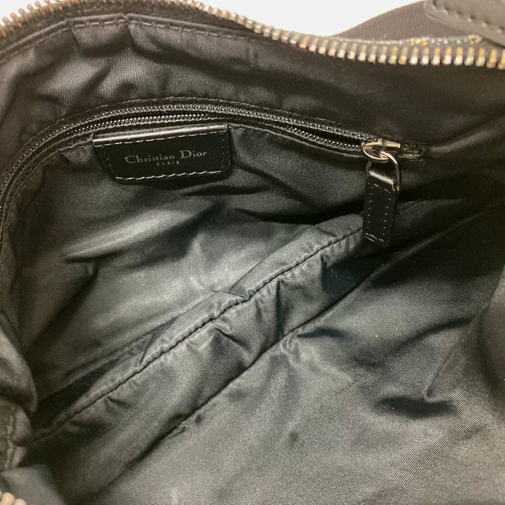 Christian Dior Shoulder Bag canvas Gray x black Bag Crossbody Trotter Oblique Saddle bag Women Used Authentic