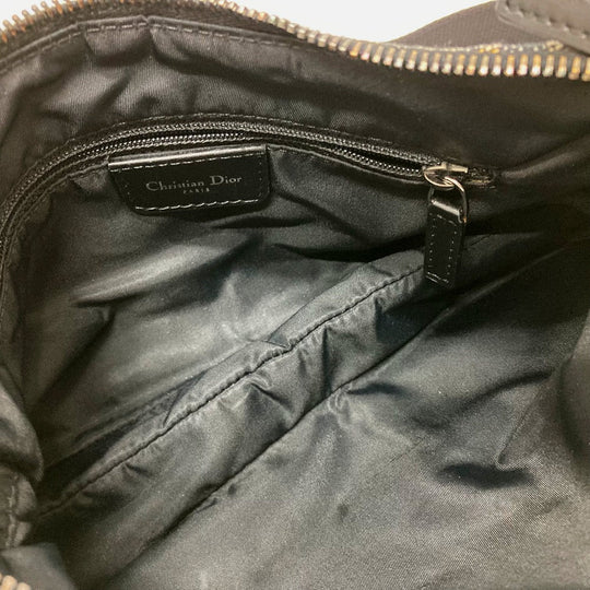 Christian Dior Shoulder Bag canvas Gray x black Bag Crossbody Trotter Oblique Saddle bag Women Used Authentic