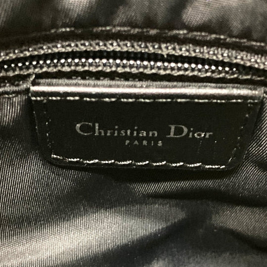 Christian Dior Shoulder Bag canvas Gray x black Bag Crossbody Trotter Oblique Saddle bag Women Used Authentic