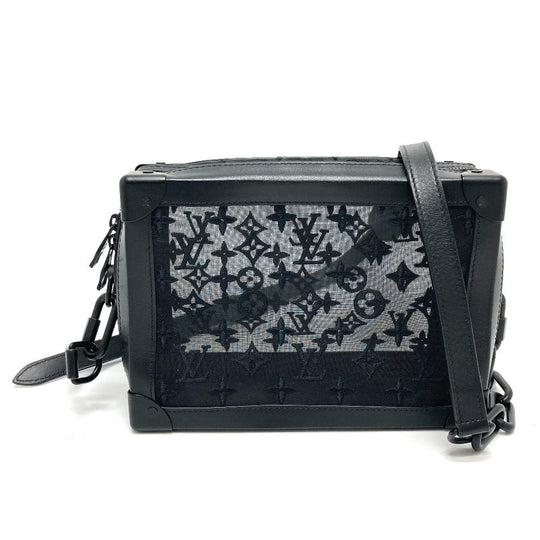 LOUIS VUITTON Shoulder Bag M53964 Mesh / leather black Monogram Embroidery Mesh Soft Trunk mens Used Authentic