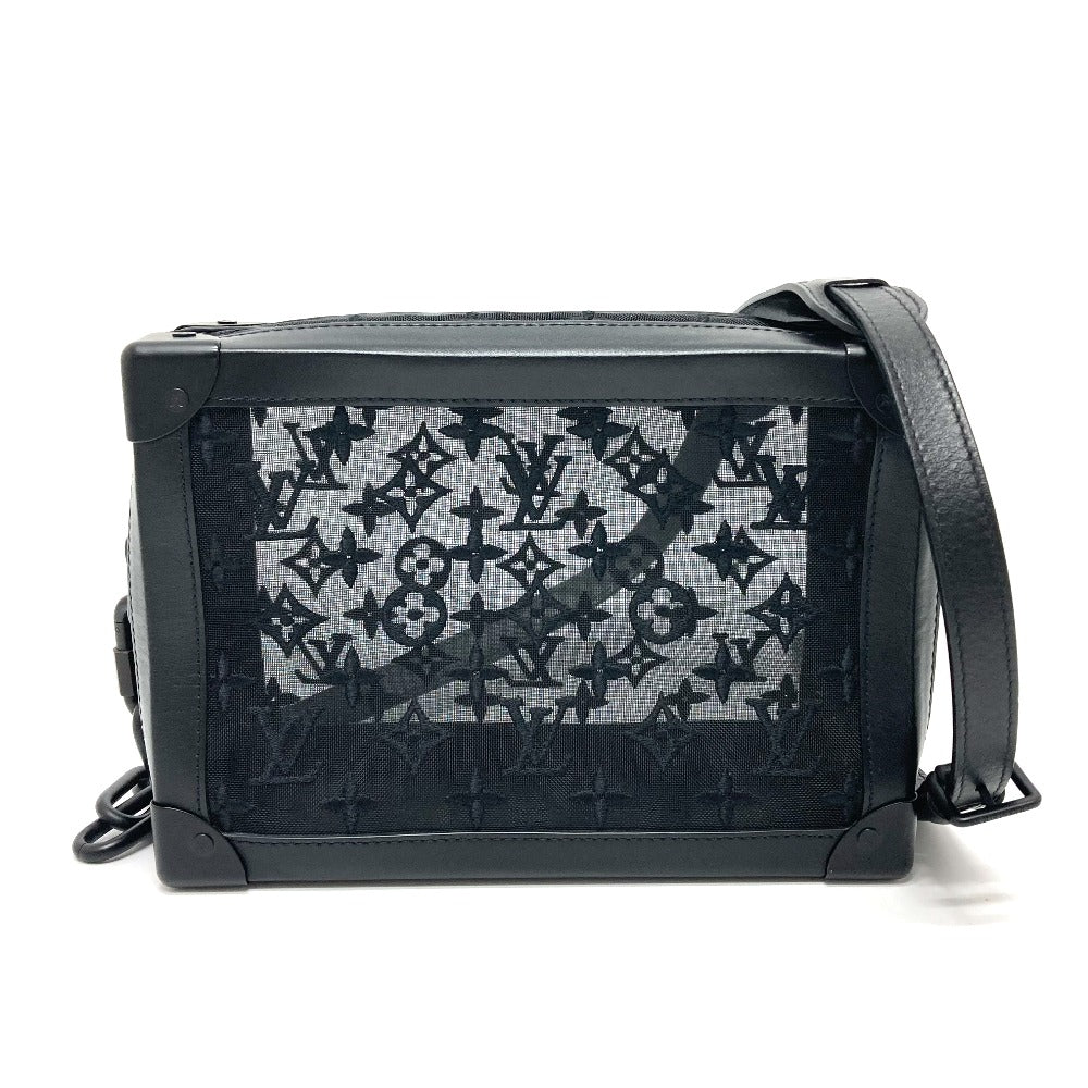 LOUIS VUITTON Shoulder Bag M53964 Mesh / leather black Monogram Embroidery Mesh Soft Trunk mens Used Authentic