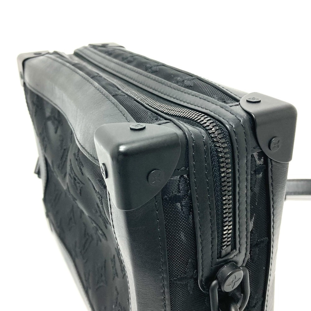 LOUIS VUITTON Shoulder Bag M53964 Mesh / leather black Monogram Embroidery Mesh Soft Trunk mens Used Authentic
