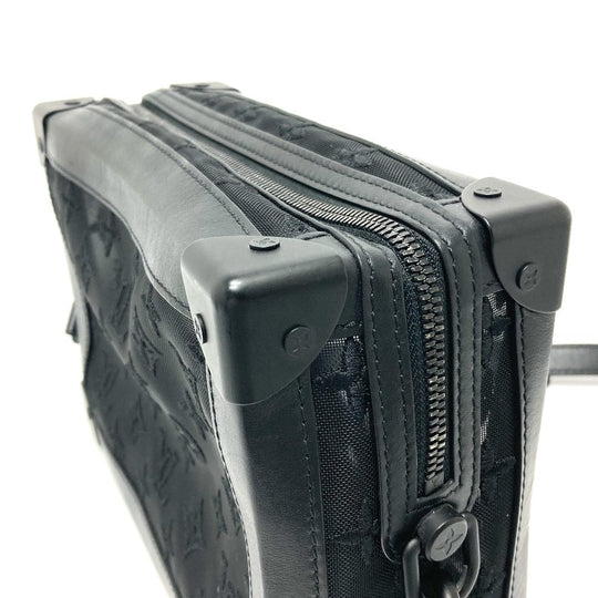 LOUIS VUITTON Shoulder Bag M53964 Mesh / leather black Monogram Embroidery Mesh Soft Trunk mens Used Authentic