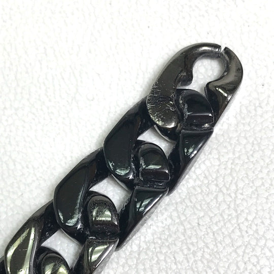 LOUIS VUITTON Necklace MP2853 metal Black / green LV Collier Chain Links Patches mens Used Authentic