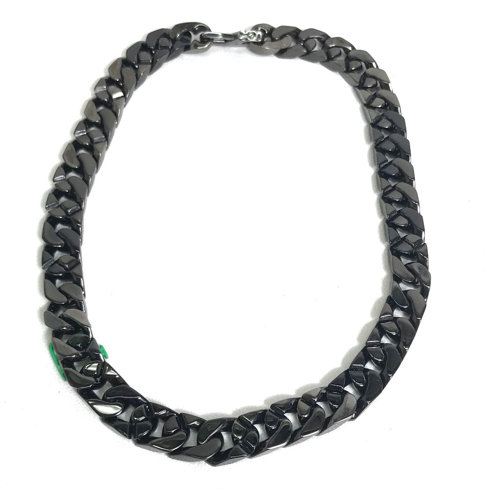 LOUIS VUITTON Necklace MP2853 metal Black / green LV Collier Chain Links Patches mens Used Authentic