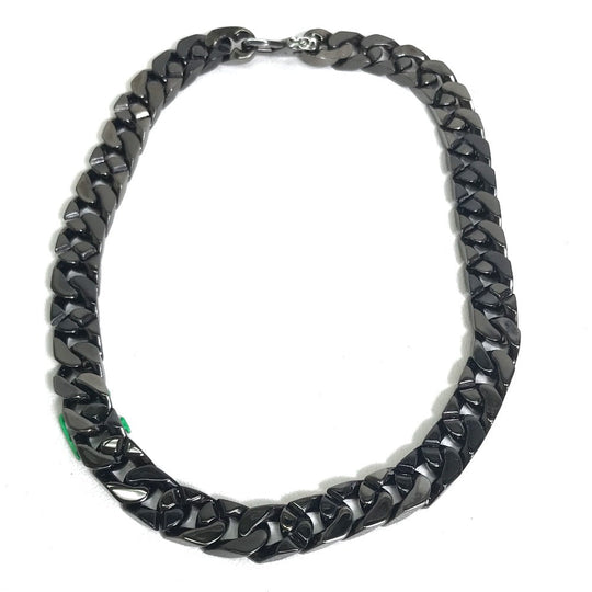 LOUIS VUITTON Necklace MP2853 metal Black / green LV Collier Chain Links Patches mens Used Authentic