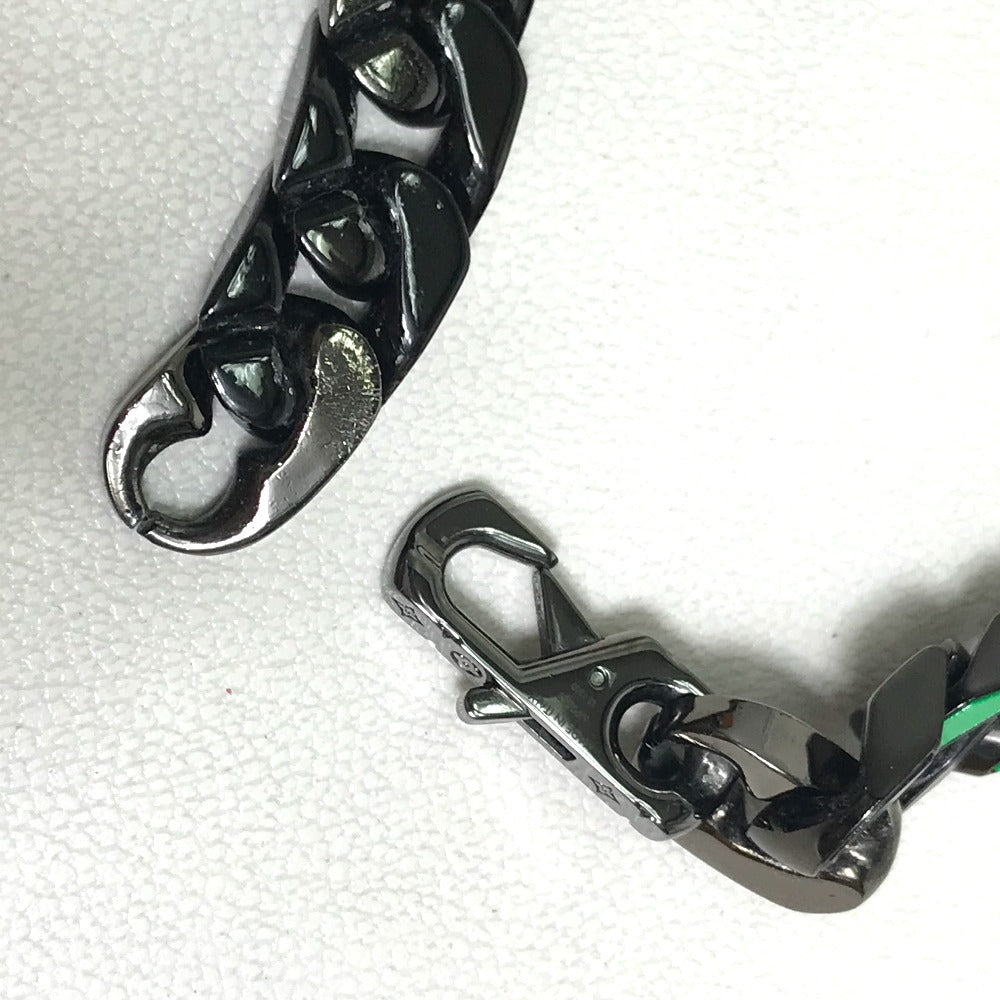 LOUIS VUITTON Necklace MP2853 metal Black / green LV Collier Chain Links Patches mens Used Authentic