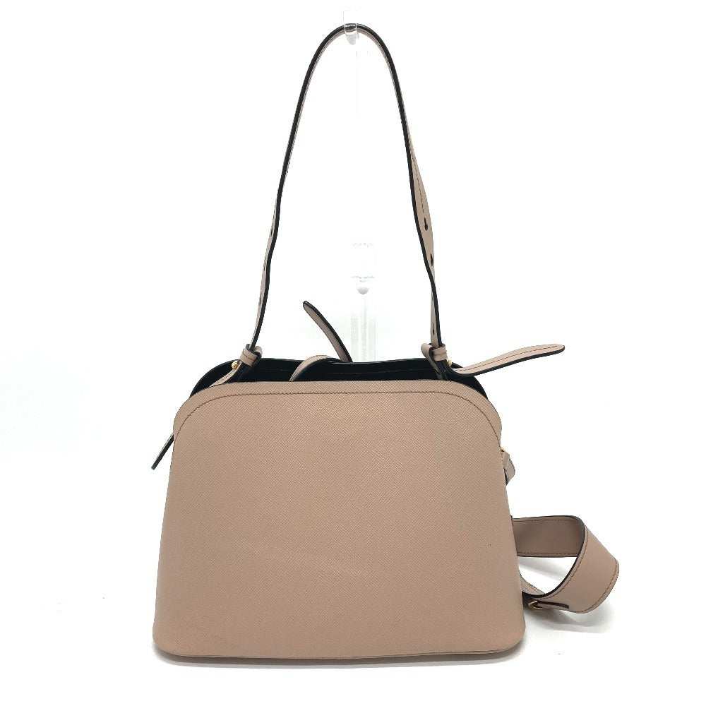 PRADA Shoulder Bag 1BA251 Safiano leather pink With logo Matinee Medium Women Used Authentic