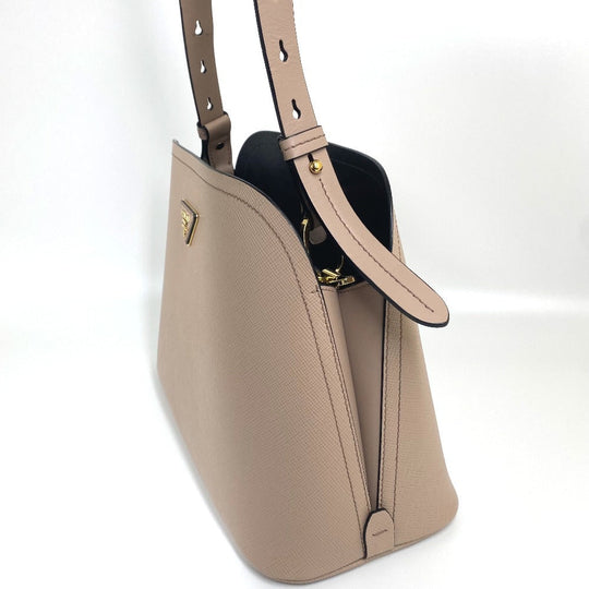 PRADA Shoulder Bag 1BA251 Safiano leather pink With logo Matinee Medium Women Used Authentic