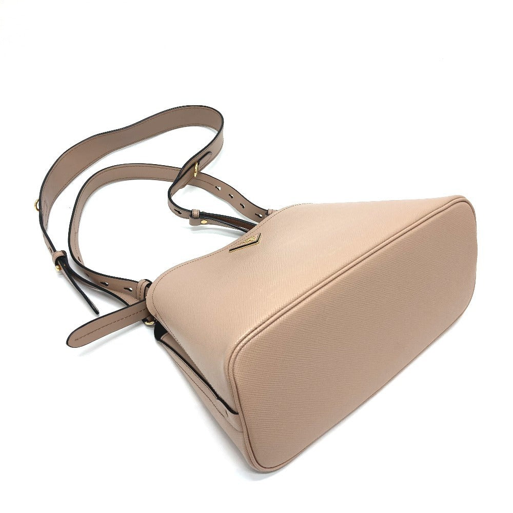 PRADA Shoulder Bag 1BA251 Safiano leather pink With logo Matinee Medium Women Used Authentic