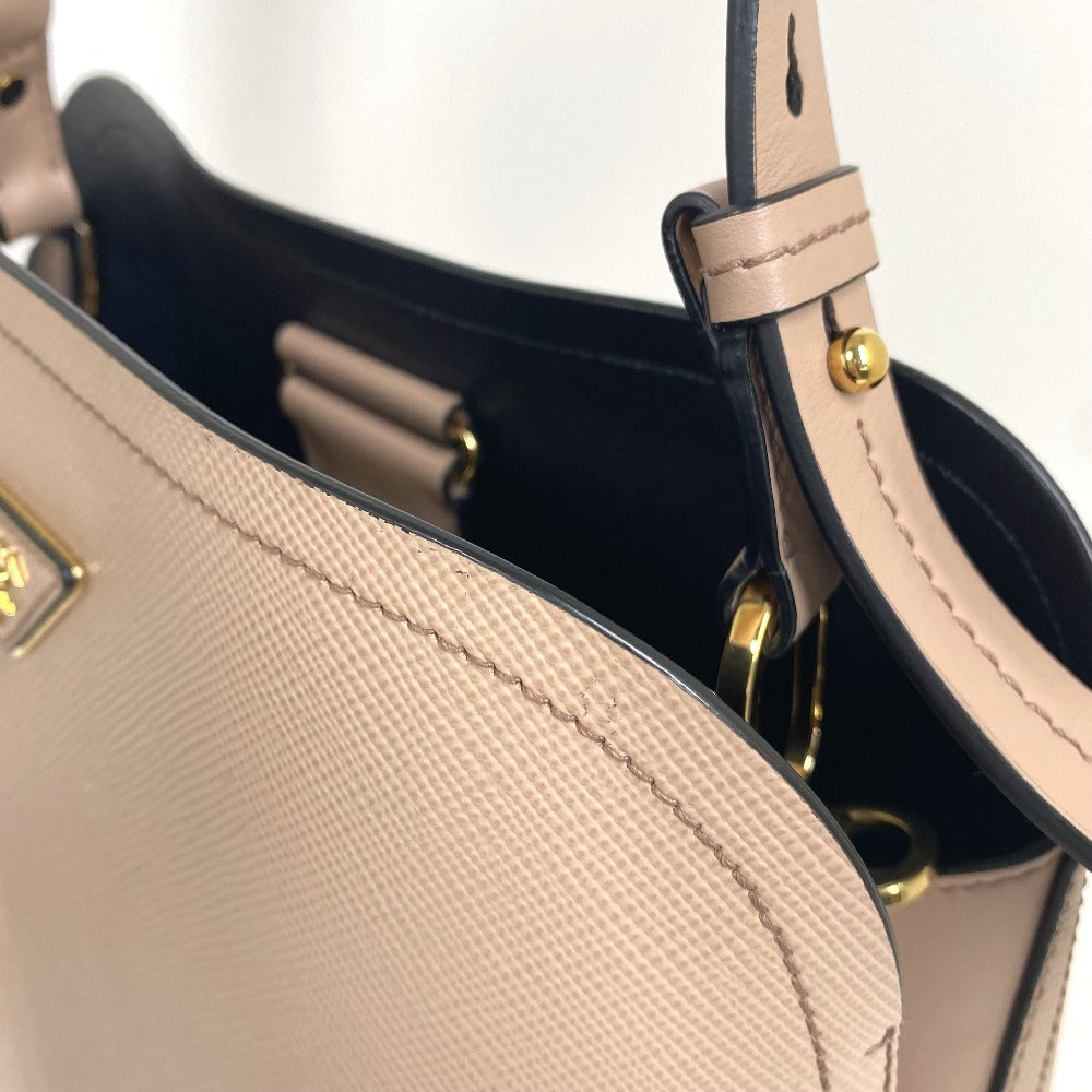PRADA Shoulder Bag 1BA251 Safiano leather pink With logo Matinee Medium Women Used Authentic