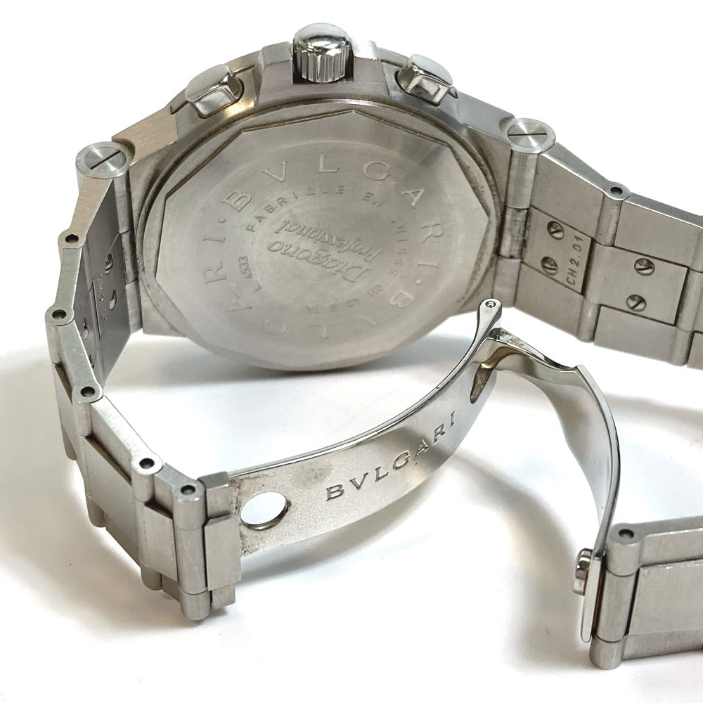 BVLGARI Watches Mechanical Automatic CH40STA Stainless Steel Silver professional Diagono tachymetric black dial mens Used Authentic