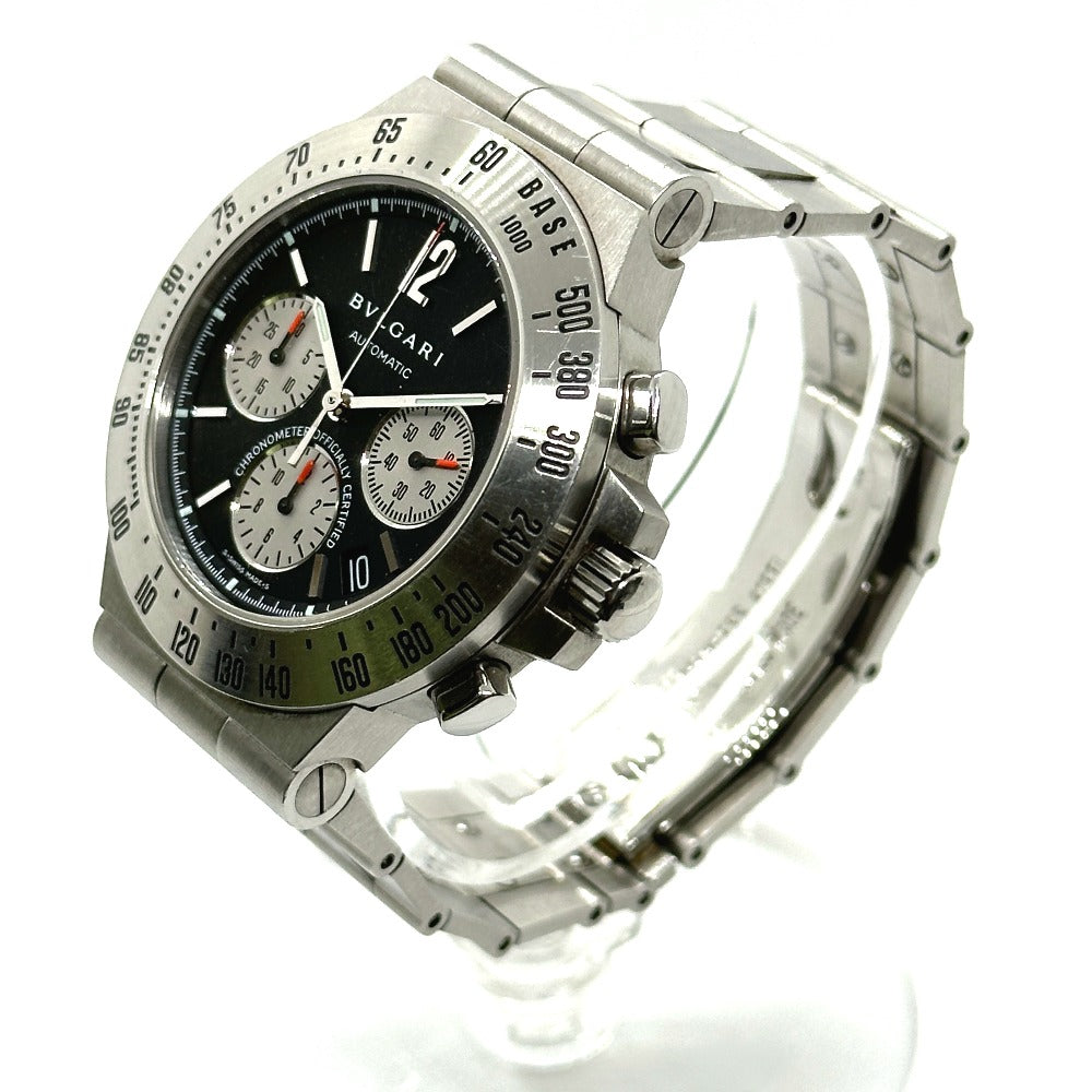 BVLGARI Watches Mechanical Automatic CH40STA Stainless Steel Silver professional Diagono tachymetric black dial mens Used Authentic