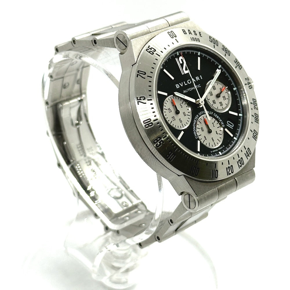 BVLGARI Watches Mechanical Automatic CH40STA Stainless Steel Silver professional Diagono tachymetric black dial mens Used Authentic