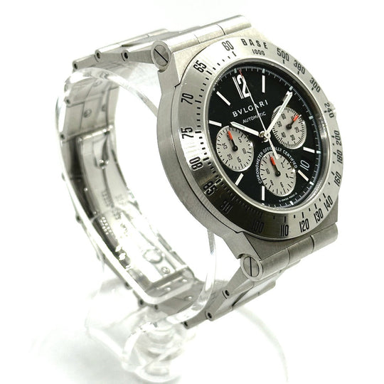 BVLGARI Watches Mechanical Automatic CH40STA Stainless Steel Silver professional Diagono tachymetric black dial mens Used Authentic
