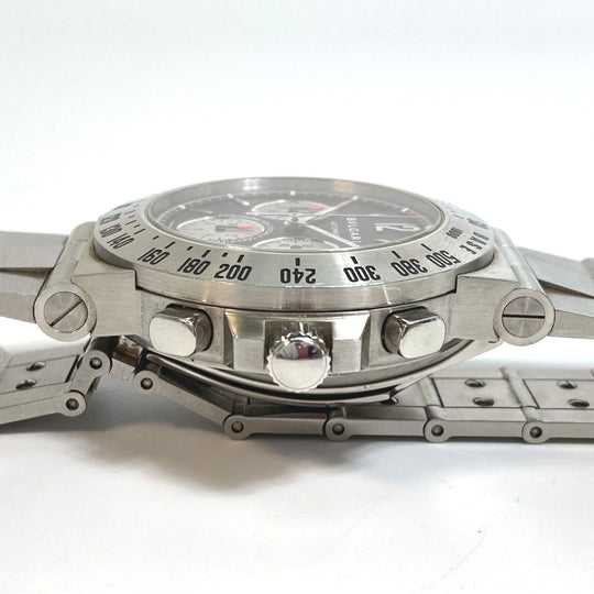 BVLGARI Watches Mechanical Automatic CH40STA Stainless Steel Silver professional Diagono tachymetric black dial mens Used Authentic