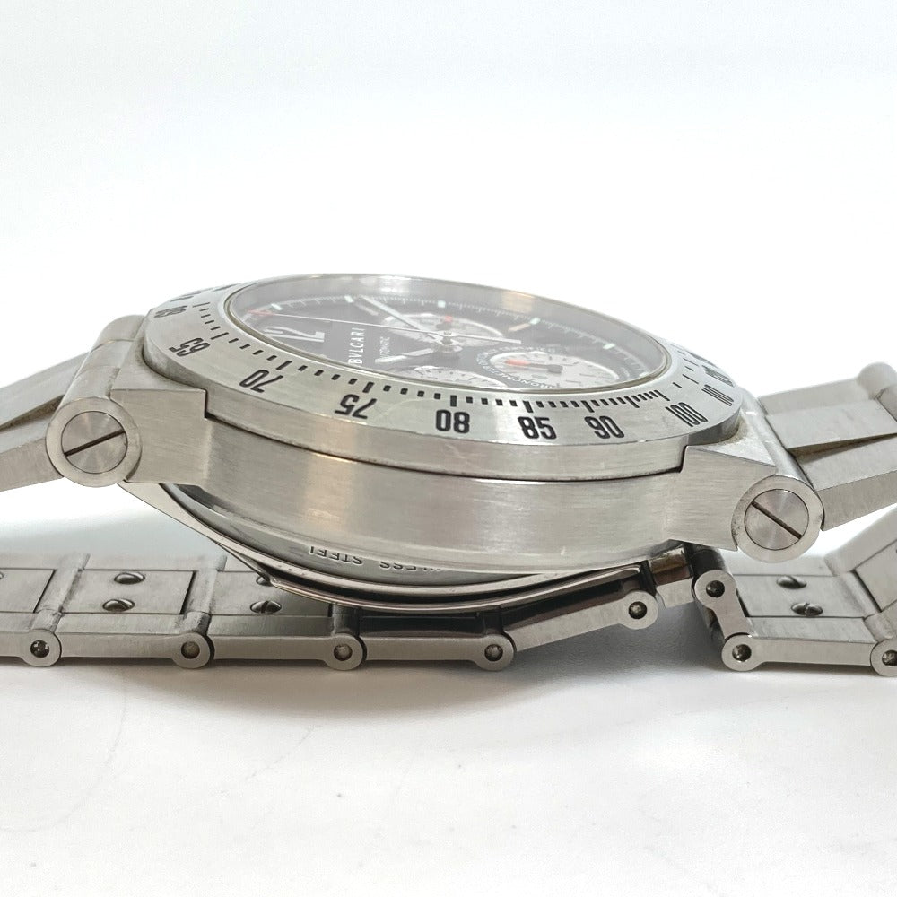BVLGARI Watches Mechanical Automatic CH40STA Stainless Steel Silver professional Diagono tachymetric black dial mens Used Authentic